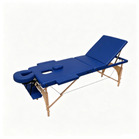 Table de massage pliante de luxe à 3 sections avec pieds en bois, lit de spa portable pour usage professionnel