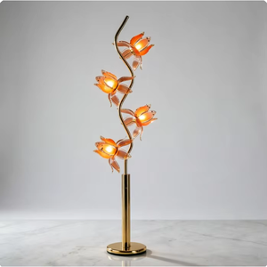 Meilleures ventes TikTok aux États-Unis. Nouvelle lampe de sol en métal de luxe léger en forme de fleur de lotus, verre de qualité supérieure, décoration pour salon et chambre à coucher. - Product Image 1