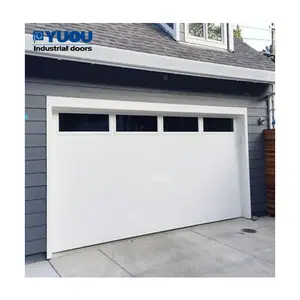 Puerta de garaje eléctrica de aluminio con rotura térmica seccional automática de vista completa personalizada y resistente a huracanes al por mayor