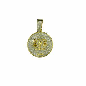PD3080-3093 i <span class=keywords><strong>segni</strong></span> dello zodiaco Unisex oro ghiacciato placcato strass in lega ciondolo GEMINI cancro acquario PISCES Capricornus - Product Image 6