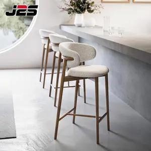 Nordic kursi konter tinggi kayu beludru Sarapan mewah Modern Bar bangku Bar furnitur untuk dapur restoran logam