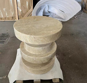 Natural Beige Travertine Marble Furniture Stone Tea Solid Marble <strong>Table</strong> Luxury Home <strong>Real</strong> Marble Small Round <strong>Coffee</strong> <strong>Table</strong> - Product Image 6
