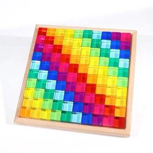 Nuovo Design giocattoli Montessori vedere attraverso arcobaleno Lucite blocchi impilabili acrilico HighTransparent per bambini <span class=keywords><strong>gioco</strong></span> aperto - Product Image 3