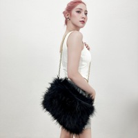 NOUVEAU Logo personnalisé collection d'été épaule dénudée mode dame boob tube Soft Chain Fuzzy Tote Bag Purse Plush Faux Fur Handbags