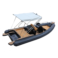 Coque noire en fibre de verre ORCA Hypalon 760 nervure 20ft bateau de sport rigide gonflable RIB760 exécution soudée