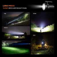 Linterna LED Láser Blanca 30*XT45 de 10000 Lúmenes, Alta Potencia, Integrada con Iluminación de Alcance y Proyección, Recargable y Portátil