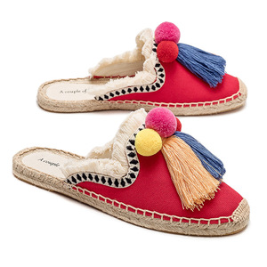 Sandales légères écologiques printemps-été, semelle en caoutchouc, <span class=keywords><strong>espadrilles</strong></span> pour femmes, tissu respirant, inspiration vintage, fleurs - Product Image 2
