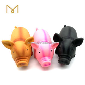 Best verkochte Mohua grinnende geluidsklank 15cm 100% rubber latex schreeuwende varken klassieke hondenspeeltje op maat gemaakte kleur - Product Image 1