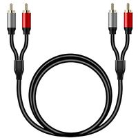 Câble audio haute fidélité 2RCA mâle-mâle avec connecteurs plaqués or 24 carats pour lecteurs DVD et enceintes