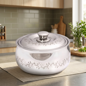 Casserole en acier inoxydable avec couvercle, design moderne rond, durable, compatible gaz et induction, passe au lave-vaisselle - Product Image 3