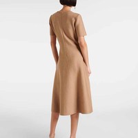 Fabricants de vêtements Robe personnalisée à glissière mi-longue, jambe droite, encolure avec poche et tresses Robe mi-longue en mélange de laine