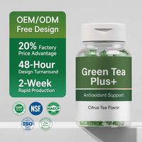 Gummies au thé vert OEM/ODM sous marque privée, saveur thé aux agrumes, soutien antioxydant, stimulation du métabolisme, gestion du poids, végétarien