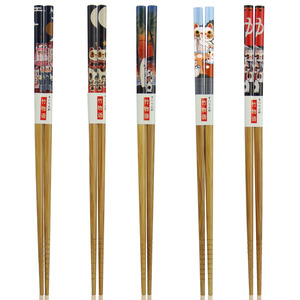 Cá nhân đũa tre với logo mèo may mắn, tái sử dụng dễ thương phim hoạt hình Sushi Chop gậy thiết lập - Product Image 2