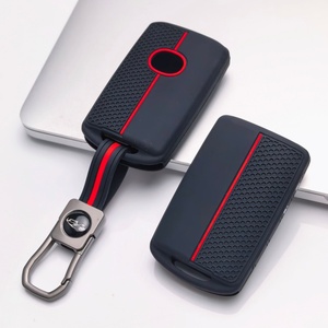 Housse de clé en silicone compatible avec Mazda 3 6 CX3 CX5 CX9 MX5 Miata, clé intelligente à 3 boutons (verrouillage, déverrouillage et fonction panique) - Product Image 1