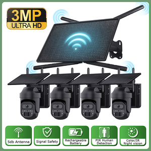Caméra de sécurité solaire sans fil 4G LTE extérieure avec carte SIM, alimentée par batterie, WiFi, 4MP, quatre objectifs - Product Image 4