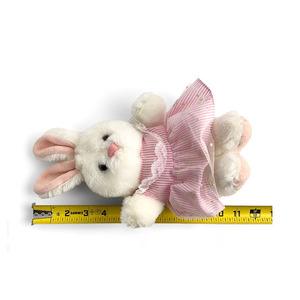 7339 Kawaii Fluffy Bunny trắng sang trọng nhồi bông đồ chơi với màu hồng ăn mặc thỏ nhỏ búp bê quà tặng cho bé gái nhỏ Bunny búp bê - Product Image 2