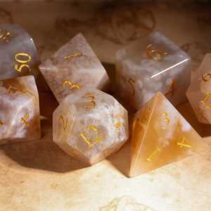 Sakura đá quý đa diện bảy mảnh đặt mẫu xúc xắc Logo tùy chỉnh - Product Image 5