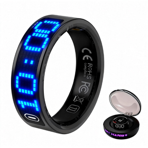 Умное кольцо-трекер сенсорного управления для отслеживания сна, водонепроницаемое (IP68), из нержавеющей стали, с ресурсом батареи 5-7 дней, LED-дисплей, новое, черное - Product Image 1