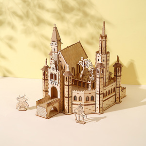 Nouveau modèle en bois à assembler 3D, L'Église du <span class=keywords><strong>Chevalier</strong></span> Transfrontalier : Le Château Perdu, Ornement de collection haut de gamme fait main, Puzzle 3D pour adultes - Product Image 3