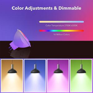 Bombilla <span class=keywords><strong>LED</strong></span> con Conexión WIFI GU5.3/MR16 DC12V, Mini Foco de <span class=keywords><strong>5W</strong></span>, Compatible con Alexa y Google Home, Cambio de Color RGBCW - Product Image 2