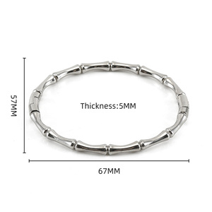 Bracelet en acier inoxydable plaqué or PVD 18 carats, ouvrable, motif bambou, bijoux fantaisie, cadeaux, bracelet rigide en or inaltérable pour femme - Product Image 3