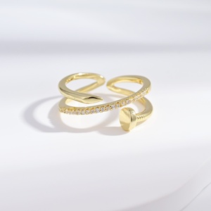 custom Minimalist plata 925 Silver cross Pearl <b>Ring</b> <b>adjustable</b> Geometric Design Women's Everyday Wear gold plated Stacking <b>Rings</b> - Product Image 2
