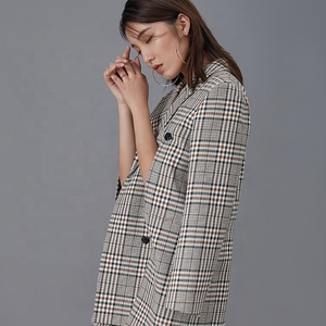 Chic Trendy Split Open Front Umhang Anzug Green Plaid Cape <span class=keywords><strong>Blazer</strong></span> für Frauen - Product Image 4