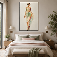 Peinture à l'huile abstraite de luxe représentant une silhouette féminine, sur toile texturée, art mural contemporain, décoration de galerie, œuvre d'art de designer, pour hôtel