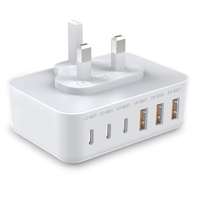 Chargeur rapide GaN 6 ports HNT 100W USB-C PD20W USB-A QC18W, station de charge rapide, prise UK, adaptateur secteur pour téléphone portable, vente en gros OEM