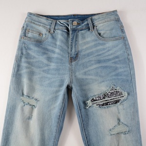 Jean skinny de luxe pour homme, effet déchiré, effet éclaboussures, effet <span class=keywords><strong>peintre</strong></span>, effet usé, avec patchwork - Product Image 2