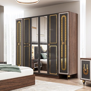 Cheap Luxury King Size Bed Frame Bedroom Sets Double Room <b>Lighted</b> Headboard <b>Turkish</b> Wooden Modern Furniture 312 Bedroom Furnitur - Product Image 1