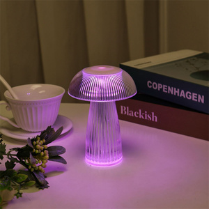 RGB Color <strong>Changing</strong> Warm White Color Led Night Light Mushroom Shape Large Diameter Transparent Acrylic <strong>Table</strong> Lamp for Home - Product Image 5