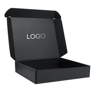 Scatole di spedizione nere opache in cartone ondulato con Logo personalizzato scatola postale pieghevole