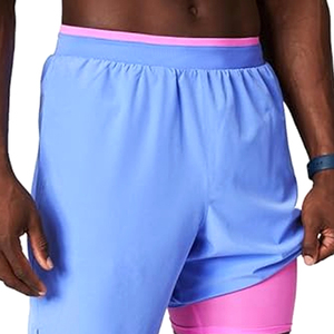 Shorts de sport bleu ciel à double couche, séchage rapide, légers, extensibles, respirants, écologiques, 2-en-1, pour la course à pied, la gym, l'entraînement, adultes - Product Image 2