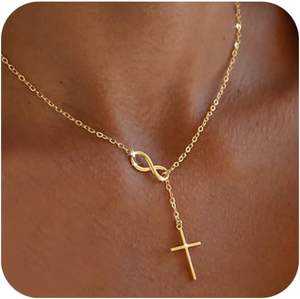 Infinity Lucky 8 <span class=keywords><strong>collana</strong></span> con ciondolo a croce per donne-<span class=keywords><strong>collana</strong></span> anallergica, Infinity Lariat fede Forever - Product Image 2