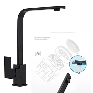 Haute qualité 304 acier inoxydable carré évier <span class=keywords><strong>mitigeur</strong></span> filigrane robinet noir mat robinet de cuisine avec <span class=keywords><strong>bec</strong></span> pivotant montage sur pont - Product Image 3