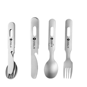Topo Outdoor Pure Titanium 4 In 1 Cutlery <b>Set</b> Portable Lightweight Camping Utensil <b>Spoon</b> <b>Fork</b> Knife <b>Set</b> - Product Image 1