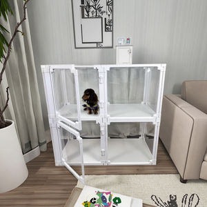 Transparante luxe ABS PET materiaal hondenkooi met dierenprint voor binnengebruik, hoogte aanpasbaar voor grote honden - Product Image 1