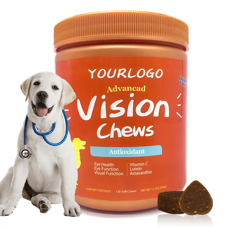 Suplemento de visión para perros diabéticos Oem & Odm, suplemento para la salud ocular de mascotas, con función Visual de Cranberry, con etiqueta privada