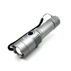 Severe Cold Silver Zoom Flashlight T6 LED 18650 Rechargeable Flash Light Camping Fishing Hunting Flashlight