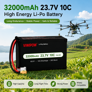 بطارية طائرة بدون طيار طويلة العمر 6S 23.7V 32000mAh 10C، بطارية ليثيوم بوليمر مع موصل مخصص لطائرات الرش بدون طيار وطائرات الرفع الثقيل - Product Image 6