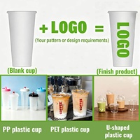 Herbruikbare, recyclebare PET wegwerp beker voor koude dranken, bubble tea, fruitthee, koffie, zwart vierkant plastic bekertje met deksel (16oz)