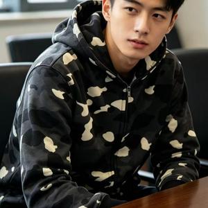 เสื้อฮู้ดคาร์ดิแกนลายพรางฉลาม หนัก 300 กรัม ผ้าเทอร์รี่ ยูนิเซ็กส์ ซิปยาวเต็มตัว ผ้าฝ้าย 100% สไตล์สตรีทแวร์ ทรงโอเวอร์ไซส์ สำหรับฤดูใบไม้ผลิ - Product Image 4