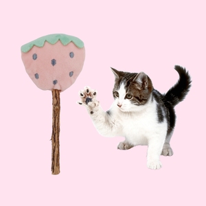 Commercio all'ingrosso di moda moderna Mutianliao bastoncini per la dentizione auto-divertenti giocattoli per gatti interattivi animali in peluche stile fragola legno - Product Image 1