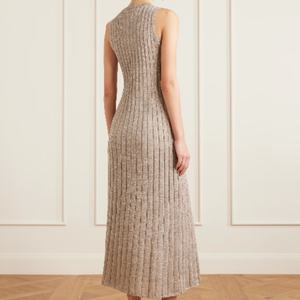 เดรสยาวทรงเข้ารูปแขนกุดผ้าริบถัก ขายดีที่สุด ดีไซน์หรูหรา คอทรงกลม ยืดหยุ่นได้ เหมาะสำหรับผู้หญิง สวมใส่สบายๆ ในชีวิตประจำวันหรือใส่ไปทำงาน - Product Image 2