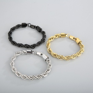 Bracelet pour homme en acier inoxydable de <span class=keywords><strong>style</strong></span> tendance 4/6/8mm avec corde torsadée et papillon plaqué or <span class=keywords><strong>Style</strong></span> chrétien à la mode - Product Image 1