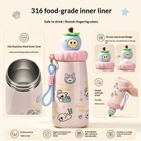 Bouteille d'eau isotherme en acier inoxydable 316 de 500 ml avec logo personnalisé, motif dessin animé mignon pour enfants, anti-fuite, avec paille et poignée
