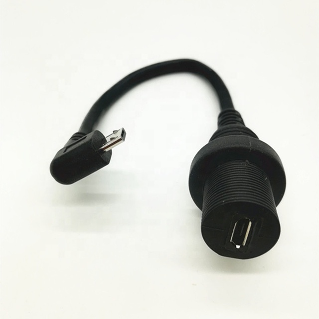 In Stock Micro Usb 5pin Male to Micro 5pin Female Micro Usb Panel Mount Cable with Panel Mount IP67 Connector