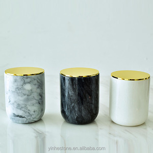 Venta al por mayor de vela de cerámica blanco montaña de mármol únicos vela tarros - Product Image 5