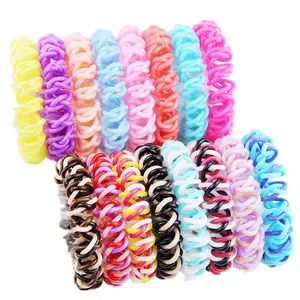 Mixed color girls new design style fancy telephone cord hair tie